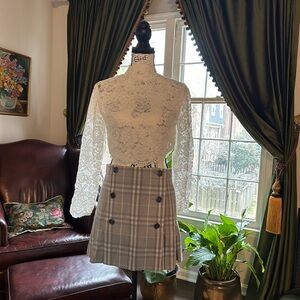 Burberry Gray Plaid Mini Skirt NWT